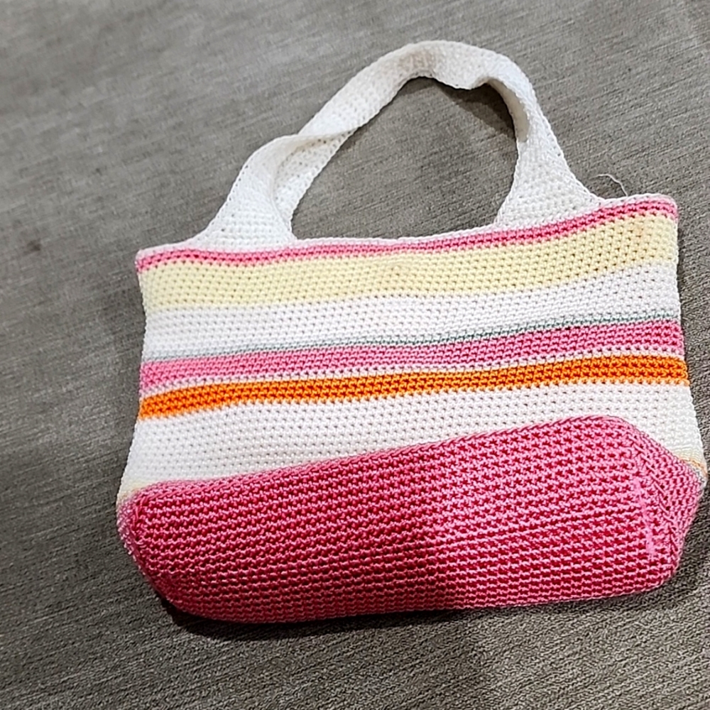 Multi-colored, hand-held mini bag